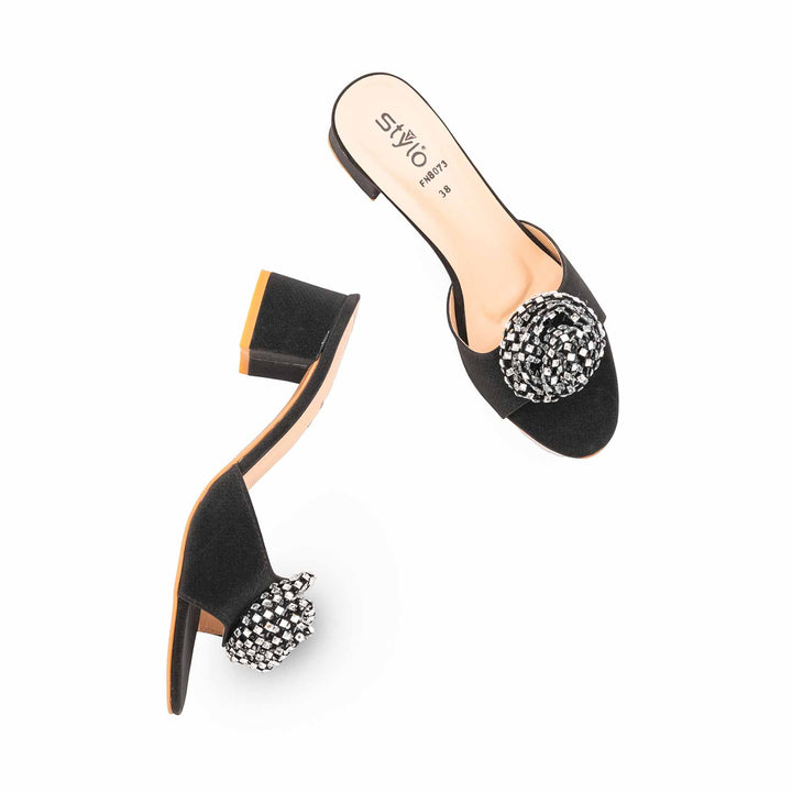 Black Fancy Slipper For Ladies FN8073