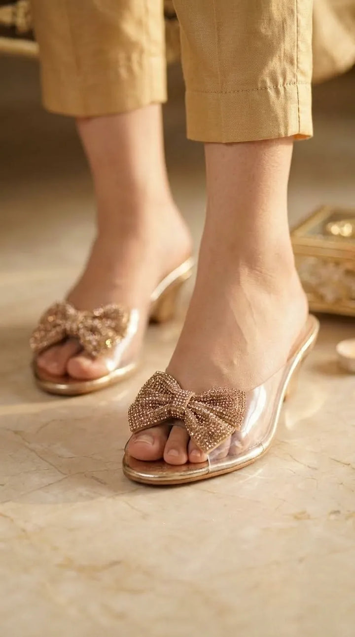 Golden Fancy Slipper For Ladies FN8075