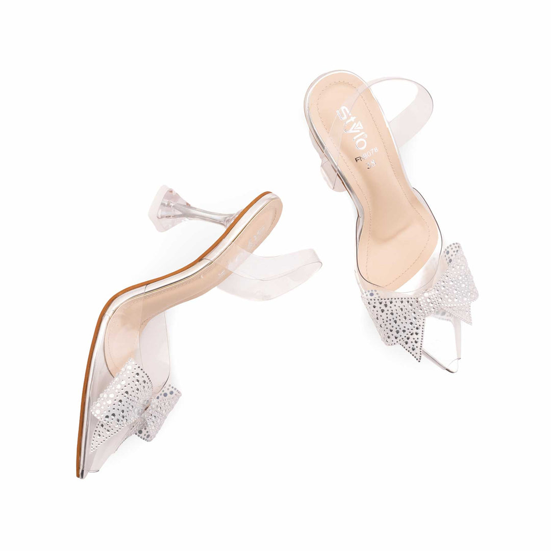 Silver Fancy Sandal For Women FN8078