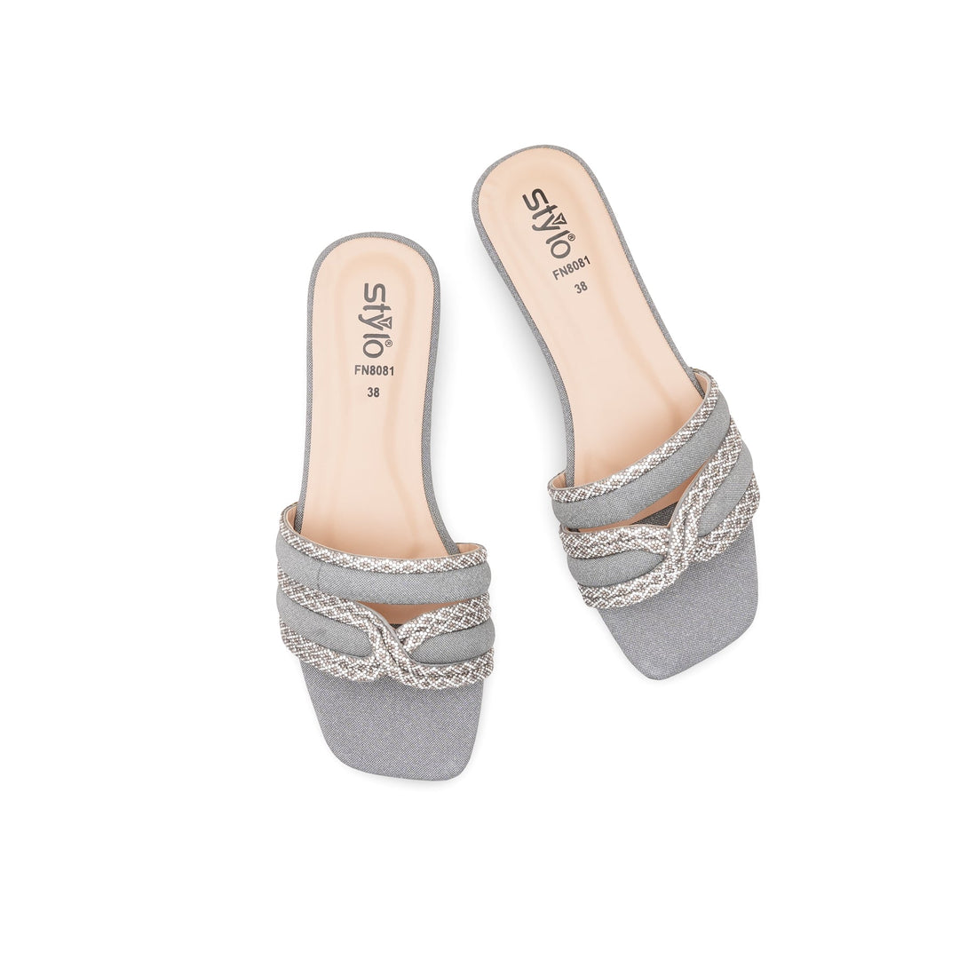 Grey Fancy Slipper For Ladies FN8081