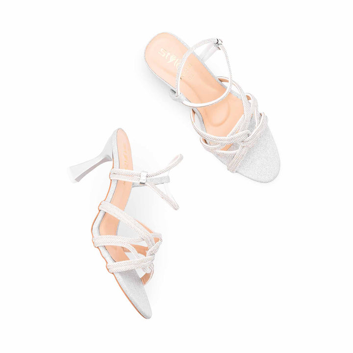 Silver Fancy Sandal For Ladies FN8086