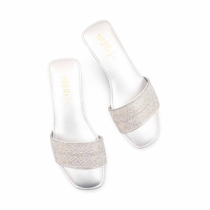 Silver Fancy Slipper For Women FN8088