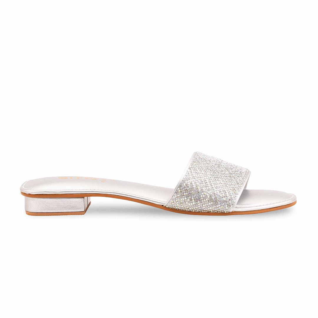 Silver Fancy Slipper For Women FN8088