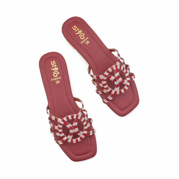 Maroon Fancy Slipper For Ladies FN8090