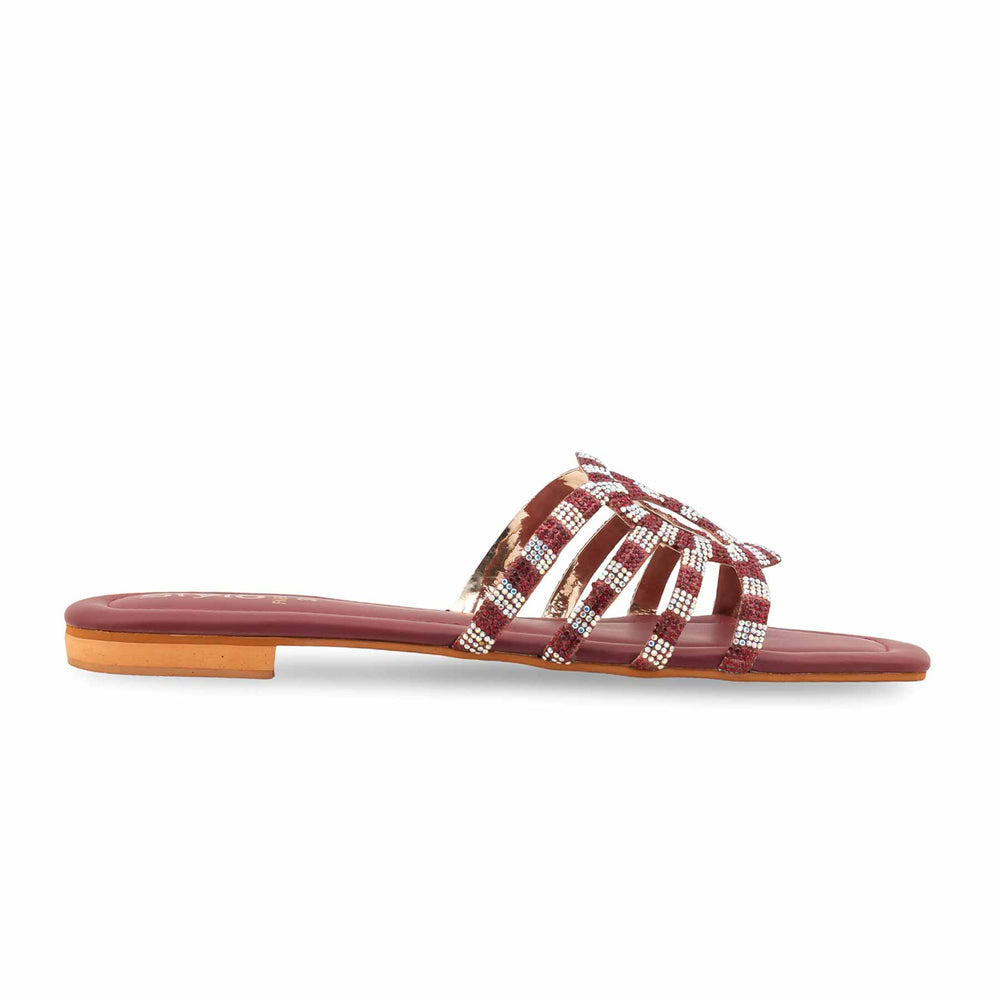Maroon Fancy Slipper For Ladies FN8090