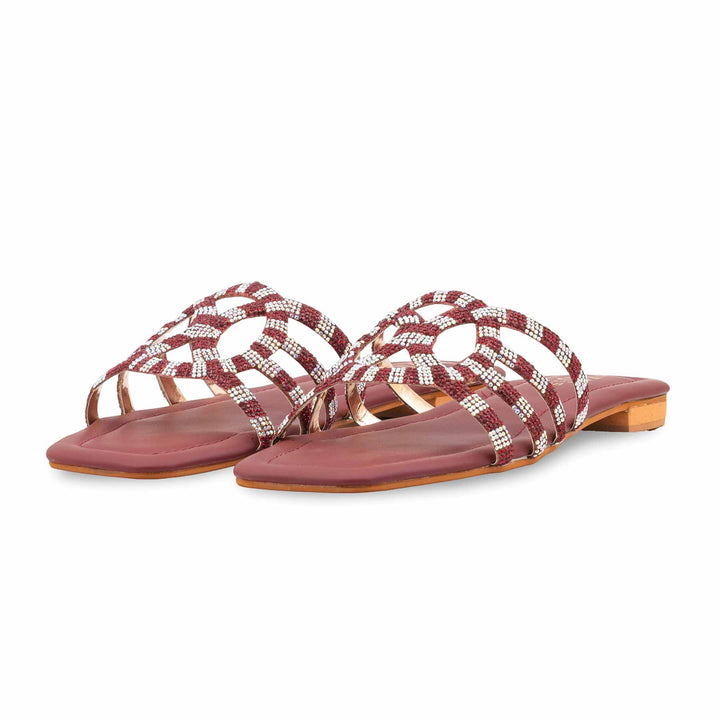 Maroon Fancy Slipper For Ladies FN8090