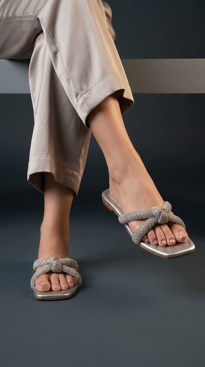 Silver Fancy Women Slipper FN8091