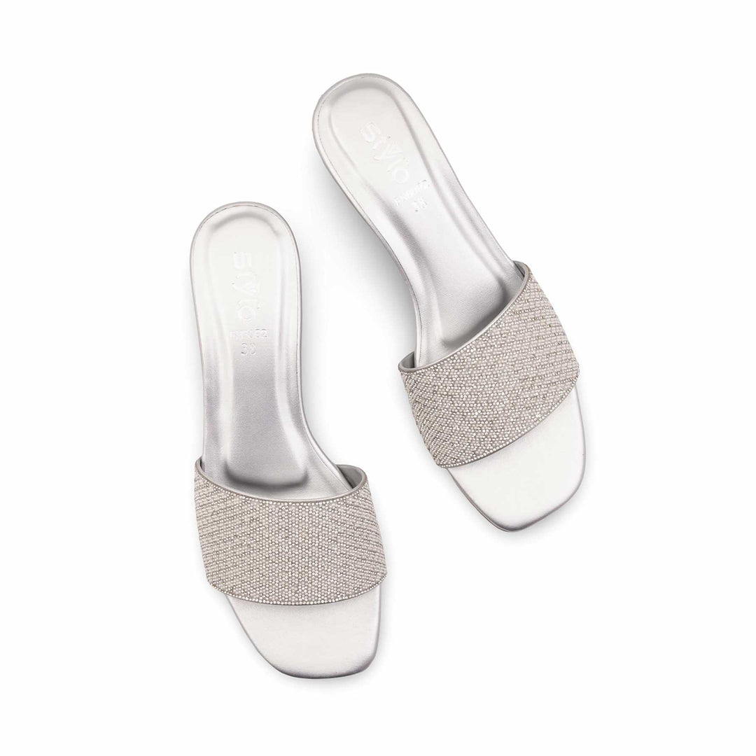 Silver Fancy Slipper For Women FN8092