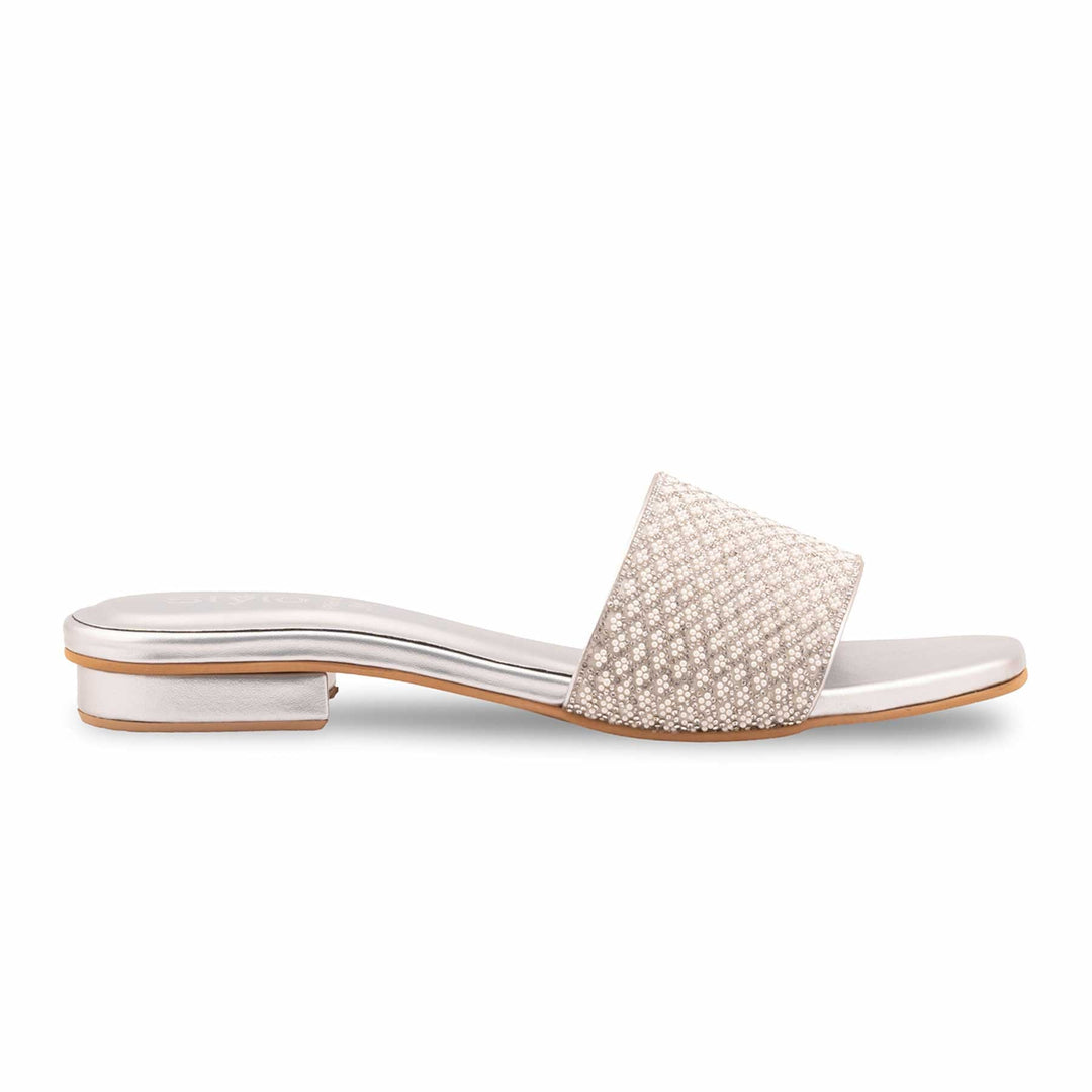 Silver Fancy Slipper For Women FN8092