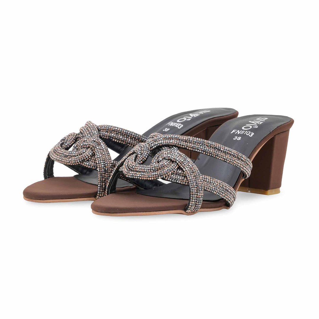 Brown Fancy Slipper For Women FN8103