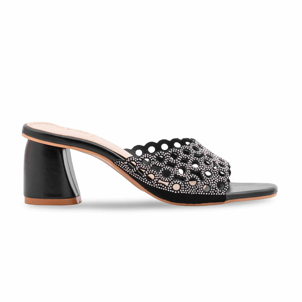 Black Fancy Slipper For Ladies FN8105