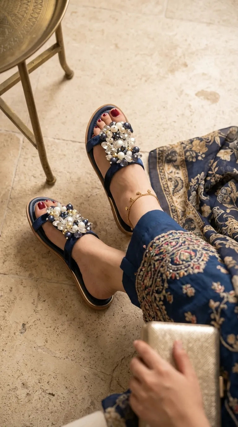 Blue Fancy Slipper For Women FN8124