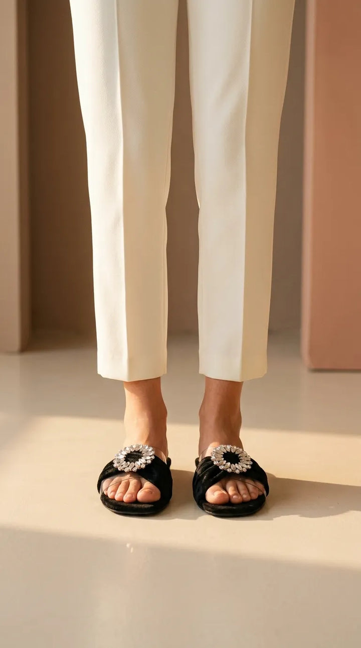 Black Fancy Slipper For Women FN8128