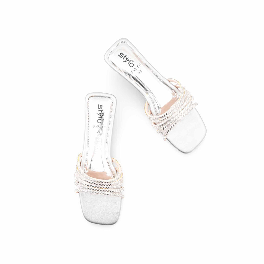Silver Fancy Slipper For Women FN8164