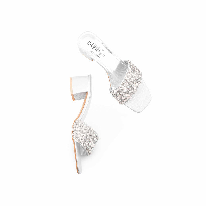 Silver Fancy Slipper For Women FN8169