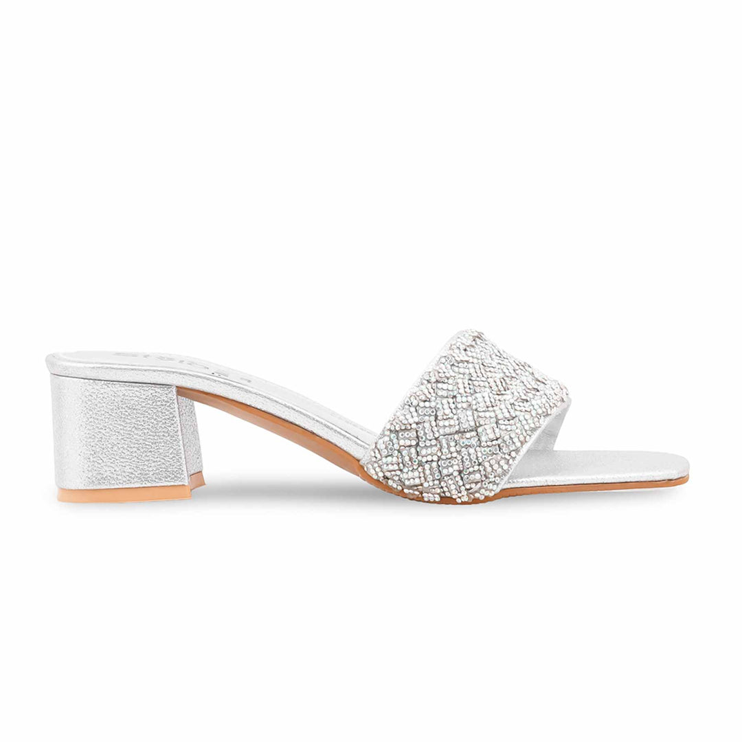 Silver Fancy Slipper For Women FN8169