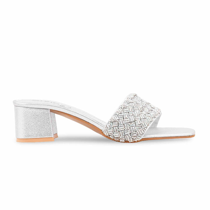 Silver Fancy Slipper For Women FN8169