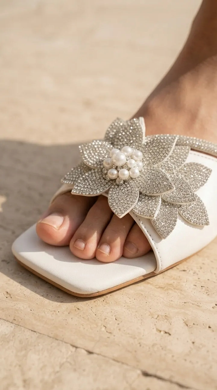 White Fancy Slipper For Ladies FN8248