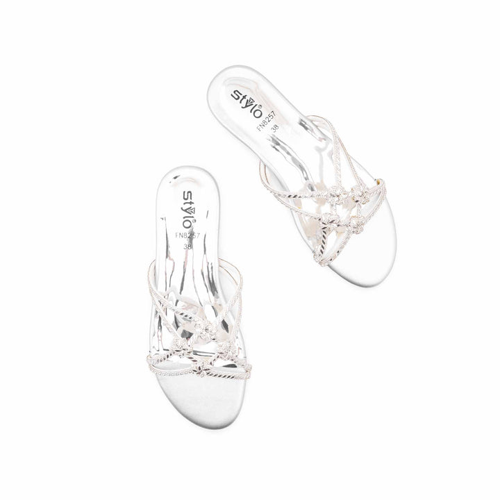 Silver Fancy Slipper For Women FN8257