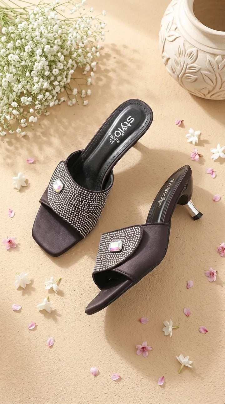 Black Fancy Slipper For Women FN8264
