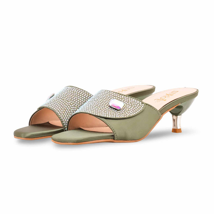 Green Fancy Slipper For Women FN8264