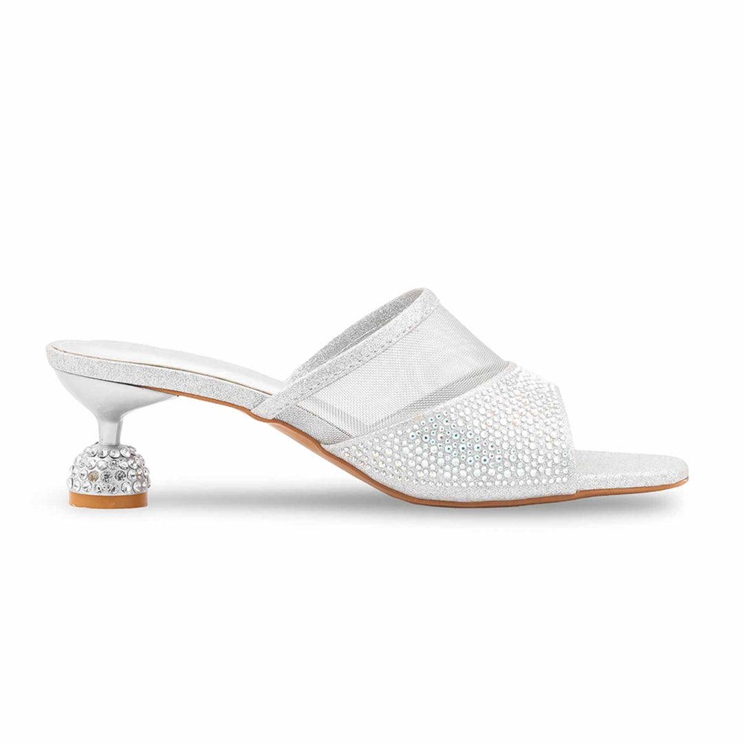 Silver Fancy Slipper For Women FN8265