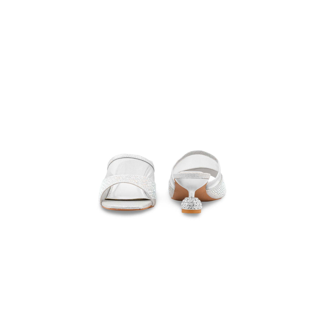 Silver Fancy Slipper For Women FN8265