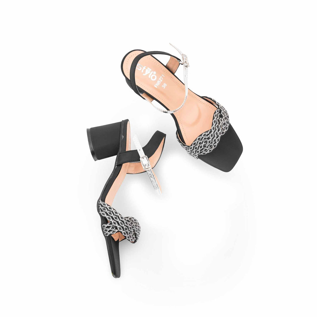 Black Fancy Sandal For Women FN8271