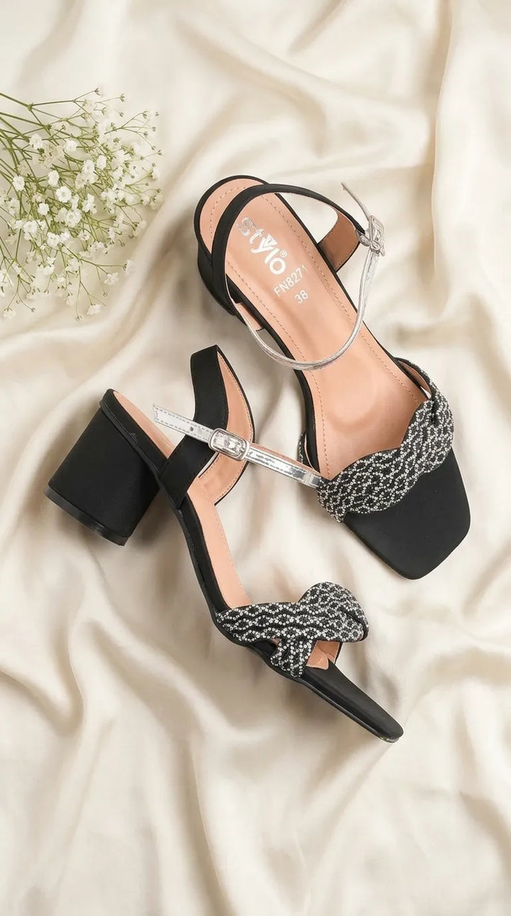 Black Fancy Sandal For Women FN8271
