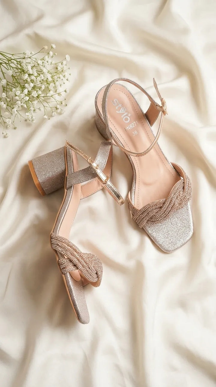 Golden Fancy Sandal For Women FN8271