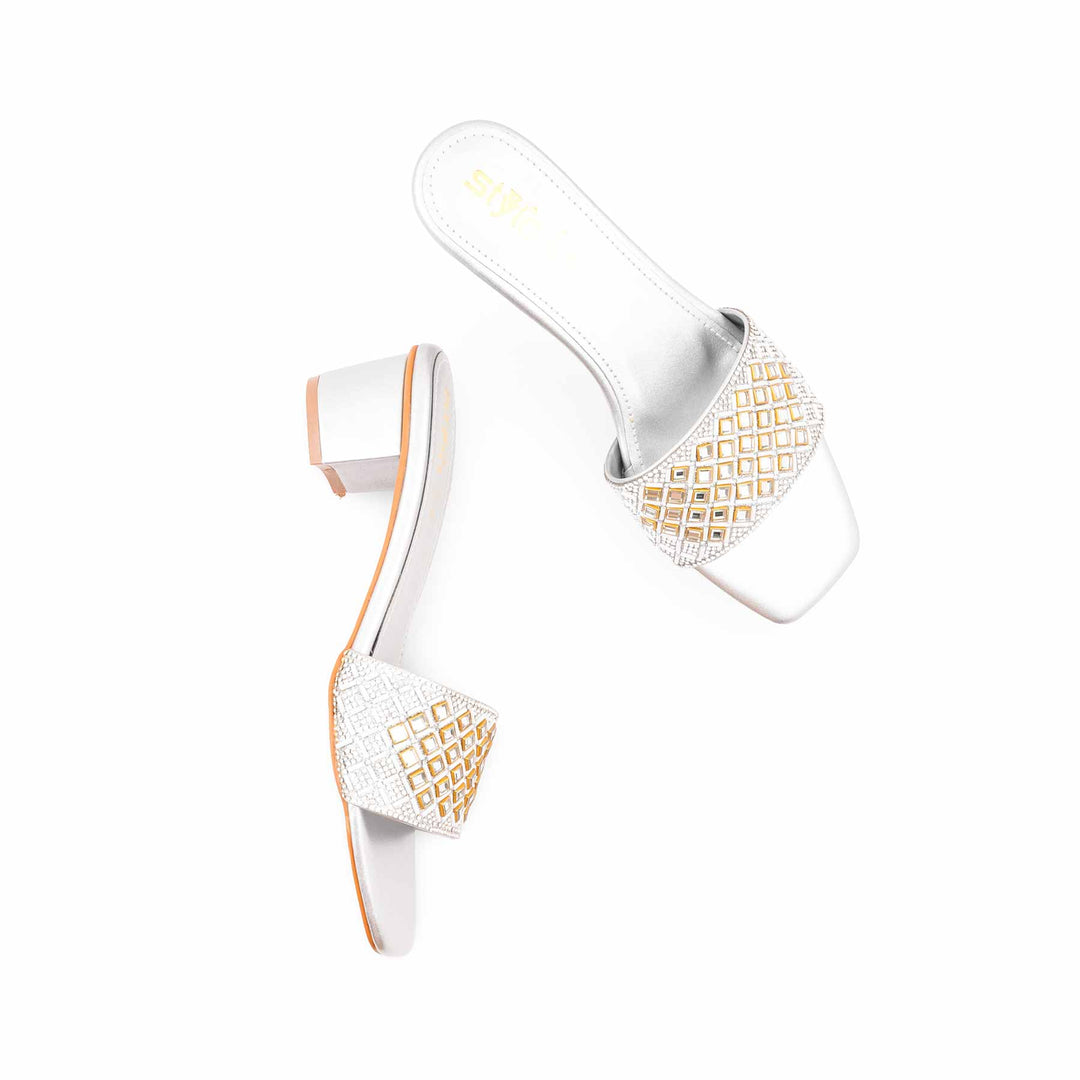 Silver Fancy Slipper For Women FN8274