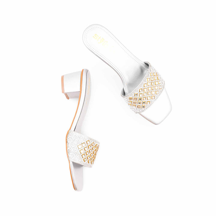 Silver Fancy Slipper For Women FN8274