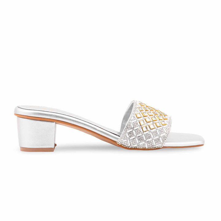 Silver Fancy Slipper For Women FN8274
