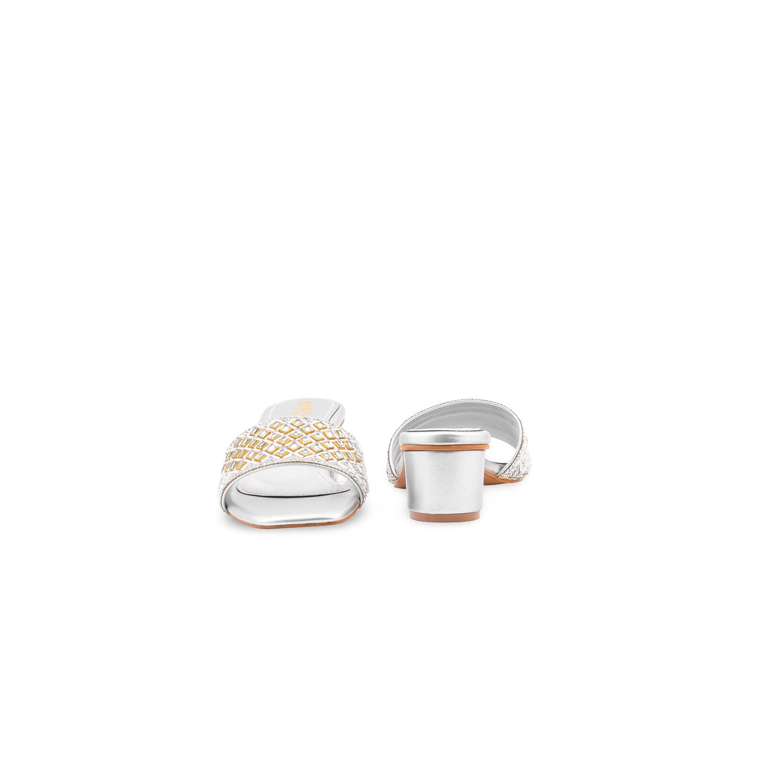 Silver Fancy Slipper For Women FN8274