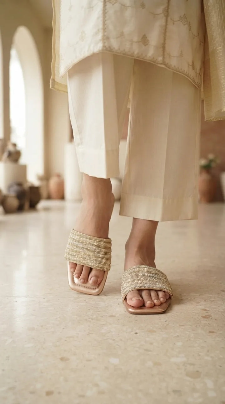 Golden Fancy Slipper For Women FN8280