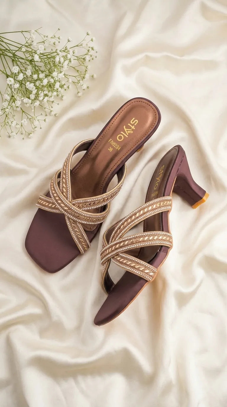 Brown Fancy Slipper For Women FN8284