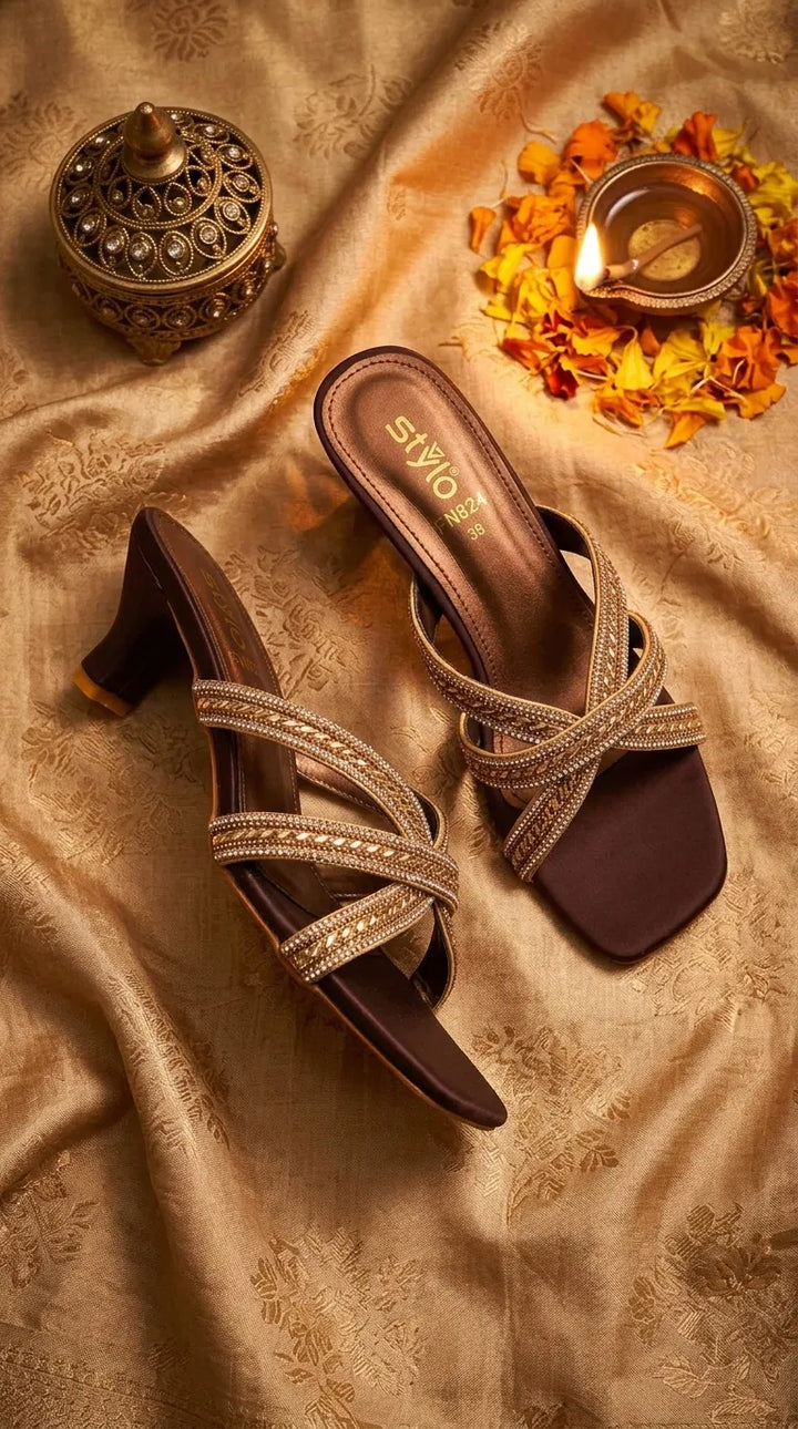 Brown Fancy Slipper For Women FN8284