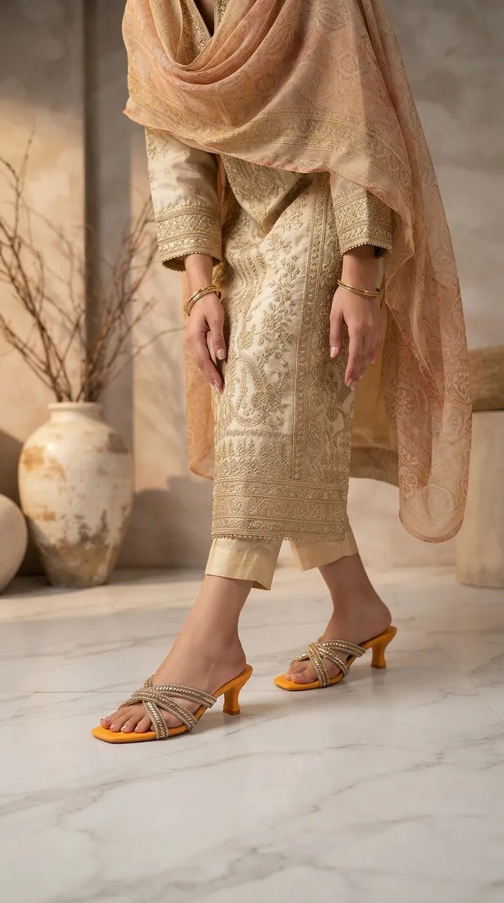 Mustard Fancy Slipper For Women FN8284
