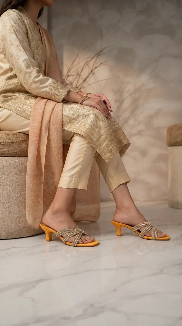 Mustard Fancy Slipper For Women FN8284