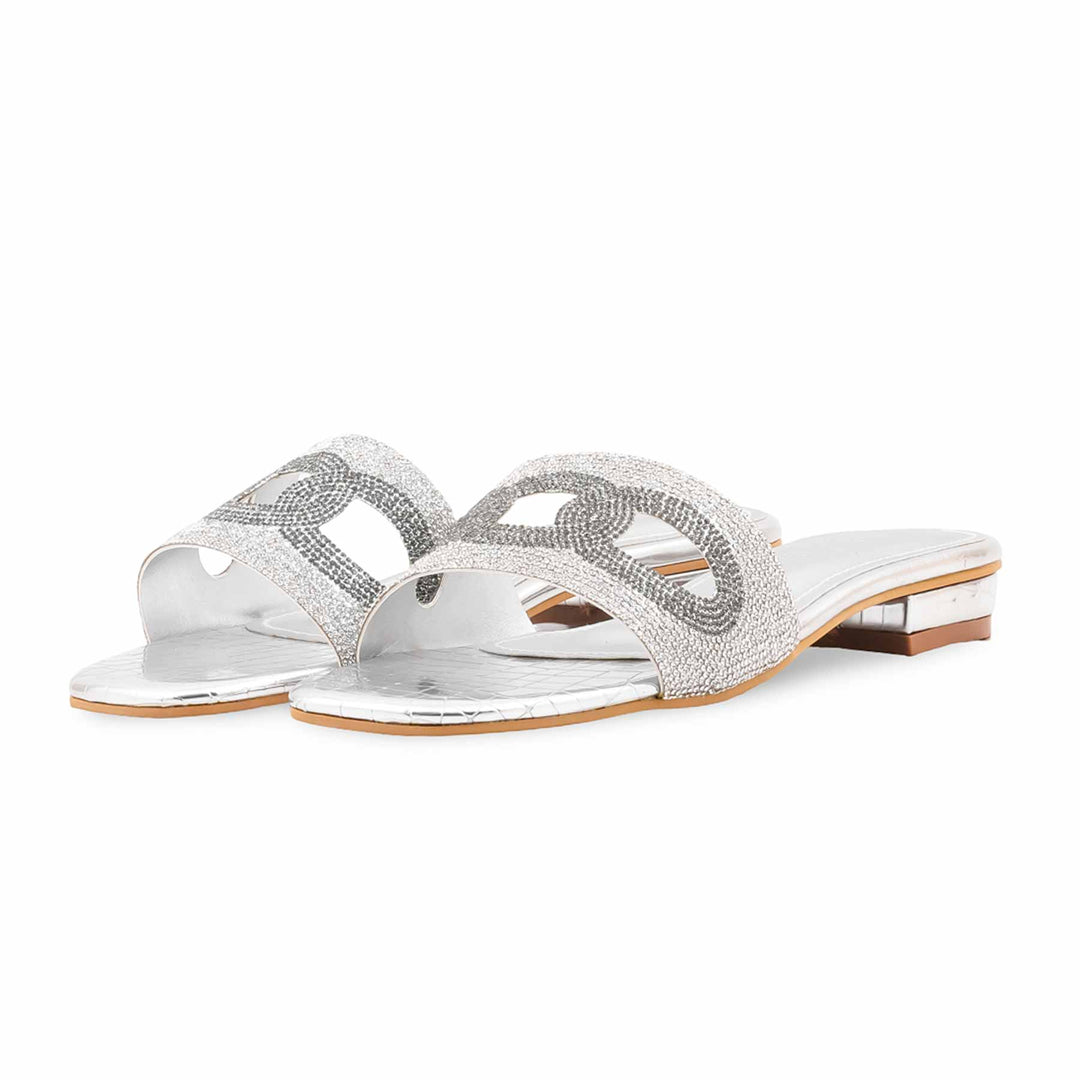 Silver Fancy Slipper For Women FN8299