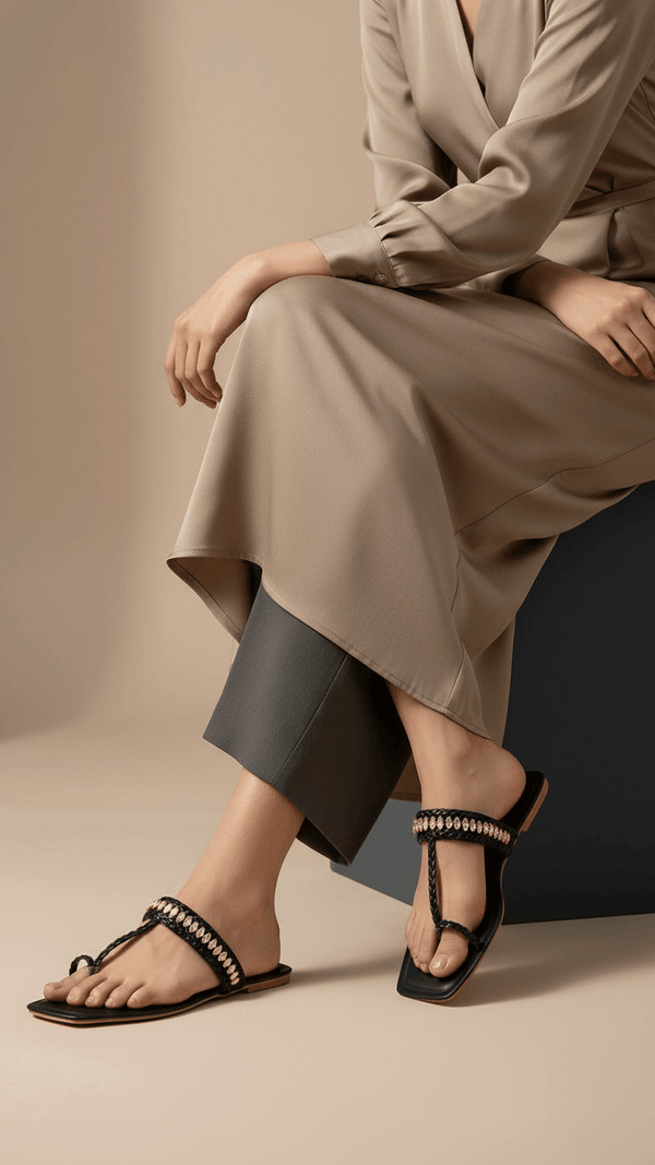 Black Formal Chappal For Ladies FR0563