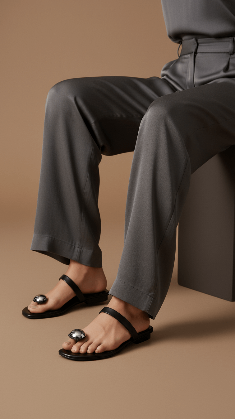 Black Formal Chappal For Ladies FR0569