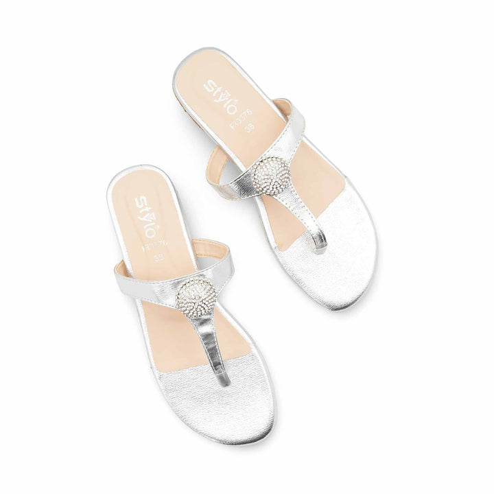 Silver Formal Chappal For Women FR0576