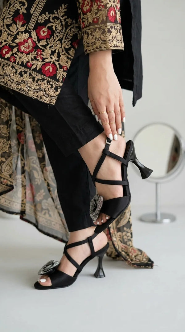 Black Formal Sandal For Women FR5501