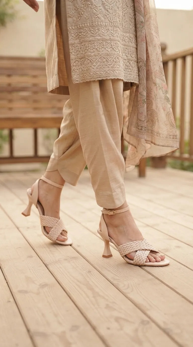 Cream Formal Sandal For Women FR5505