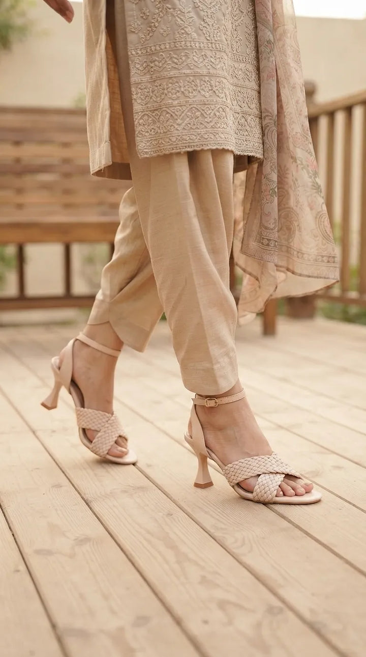 Cream Formal Sandal For Women FR5505