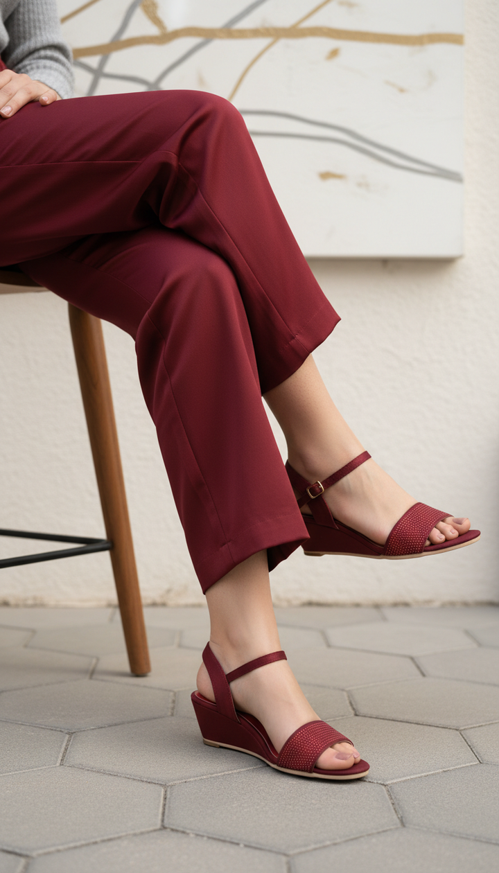 Maroon Formal Sandal For Ladies FR5535