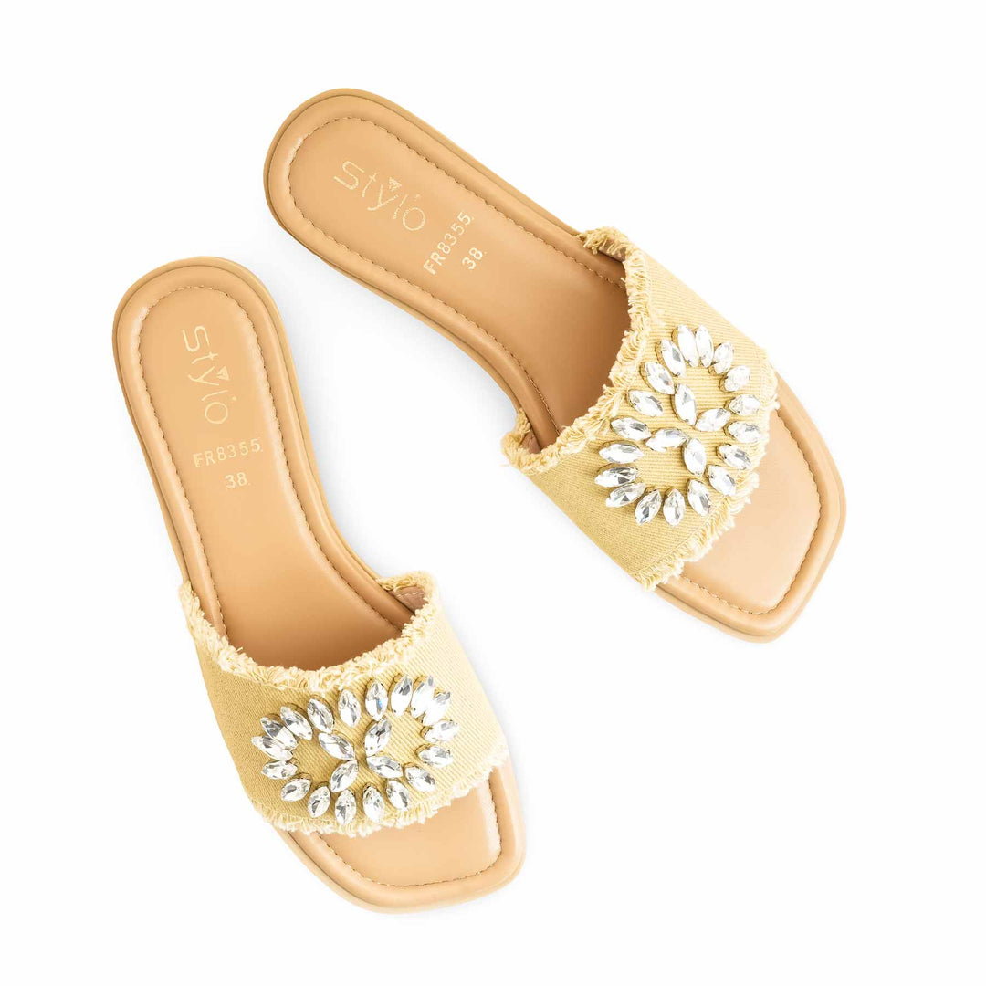 Beige Formal Slipper For Ladies FR8355