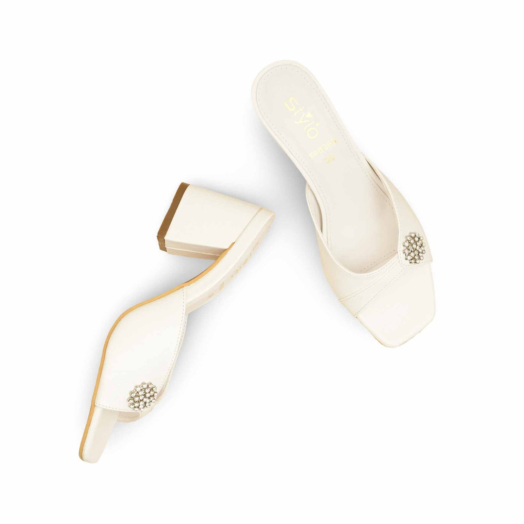 Cream Formal Slipper For Women FR8363