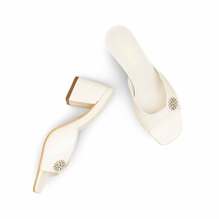 Cream Formal Slipper For Women FR8363